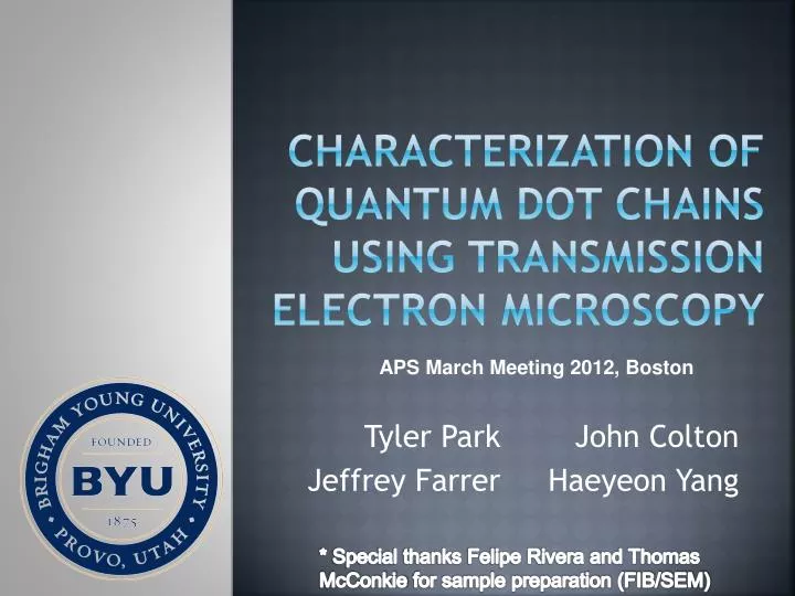 characterization of quantum dot chains using transmission electron microscopy