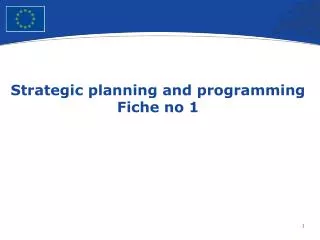 Strategic planning and programming Fiche no 1