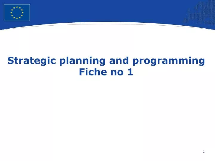 strategic planning and programming fiche no 1