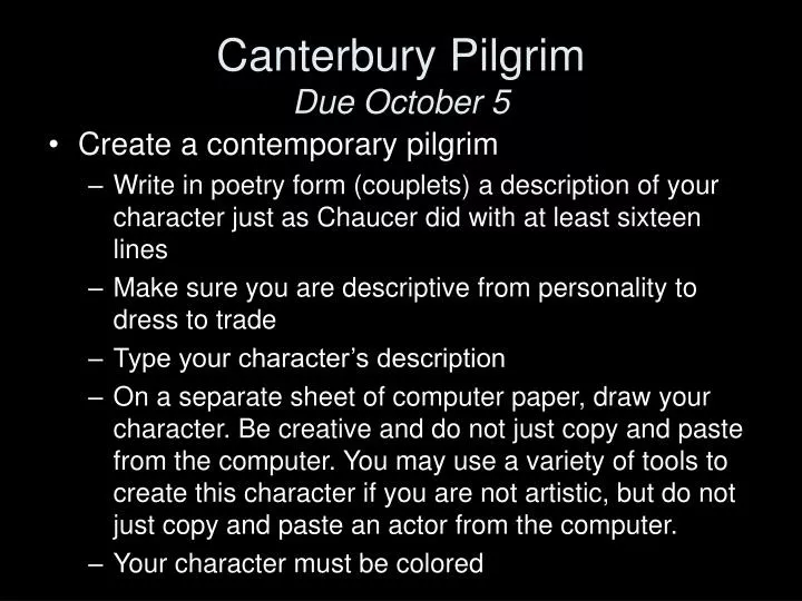 canterbury pilgrim due october 5