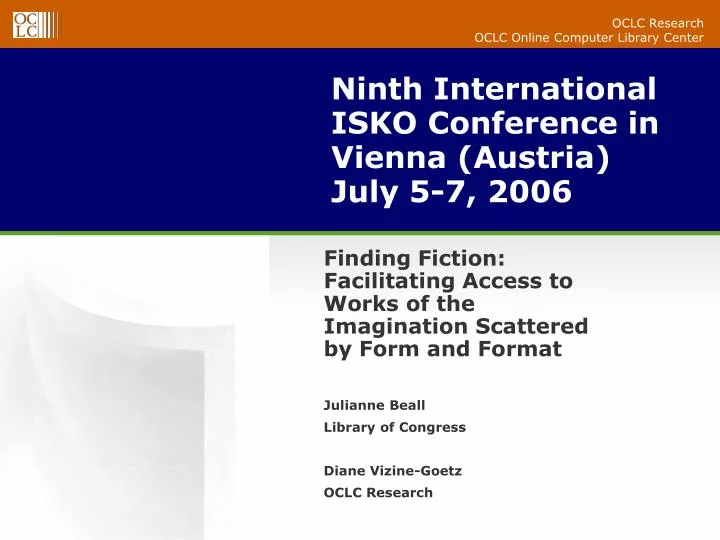 ninth international isko conference in vienna austria july 5 7 2006