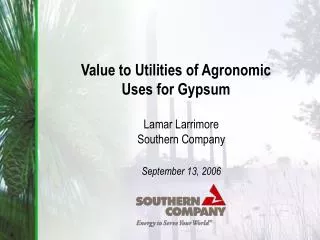Value to Utilities of Agronomic Uses for Gypsum