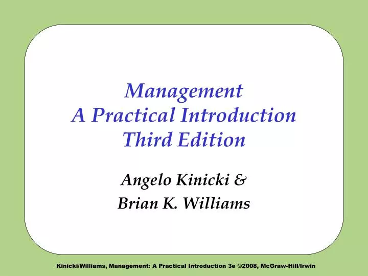 management a practical introduction third edition