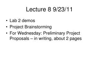 Lecture 8 9/23/11
