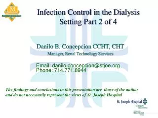 Infection Control in the Dialysis Setting Part 2 of 4
