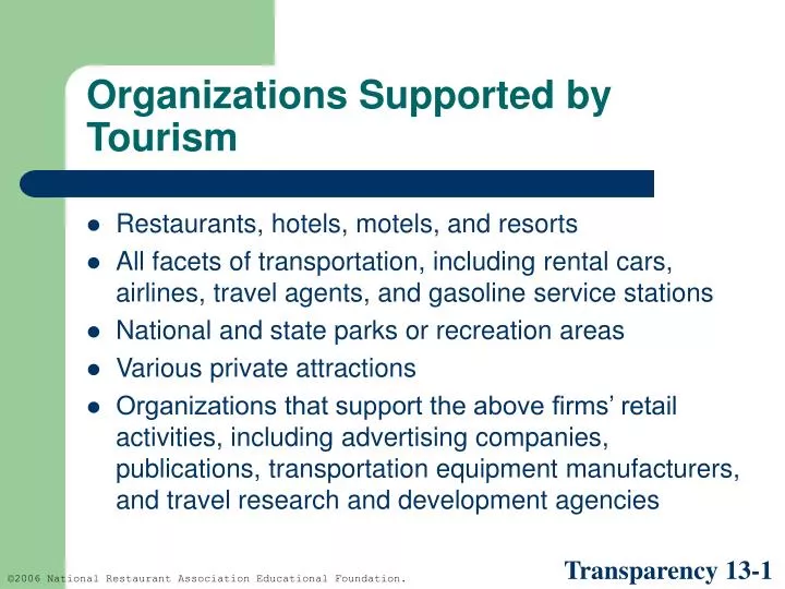 organizations supported by tourism