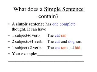 What does a Simple Sentence contain?