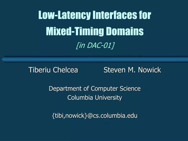 low latency interfaces for mixed timing domains in dac 01