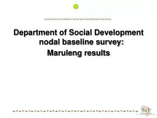 Department of Social Development nodal baseline survey: Maruleng results