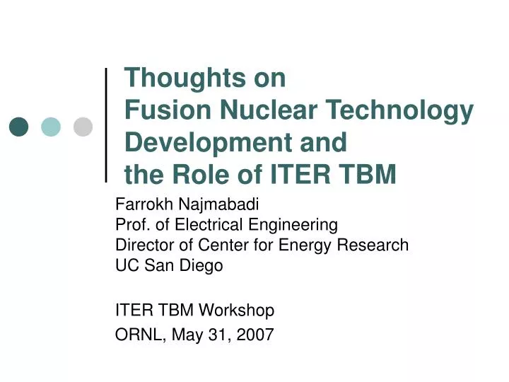 thoughts on fusion nuclear technology development and the role of iter tbm