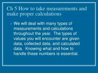 ch 5 how to take measurements and make proper calculations