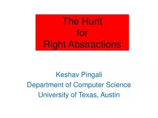 Keshav Pingali Department of Computer Science University of Texas, Austin