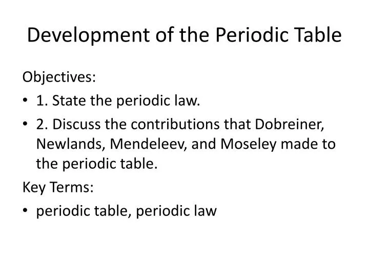development of the periodic table