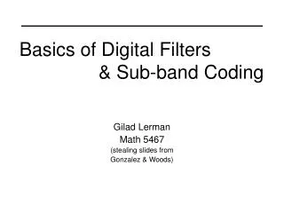 Basics of Digital Filters &amp; Sub-band Coding