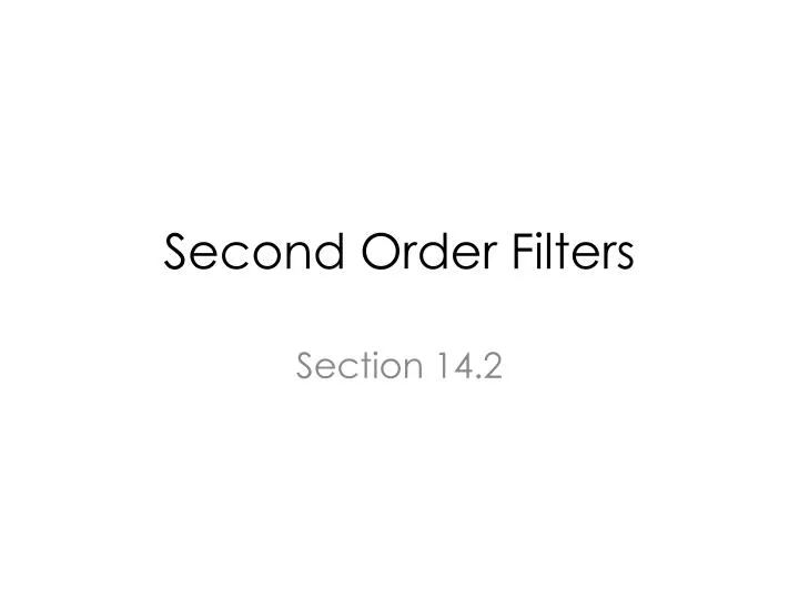 second order filters