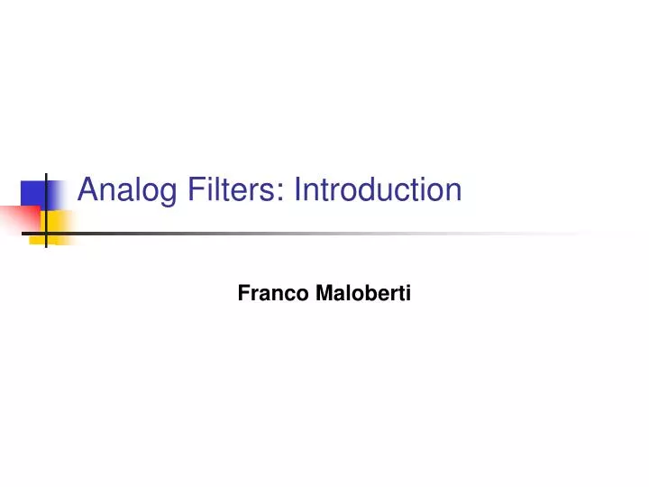 analog filters introduction