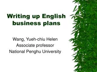 Writing up English business plans