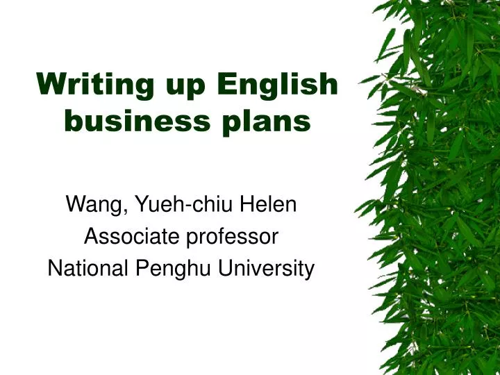 writing up english business plans