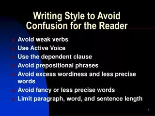 Writing Style to Avoid Confusion for the Reader