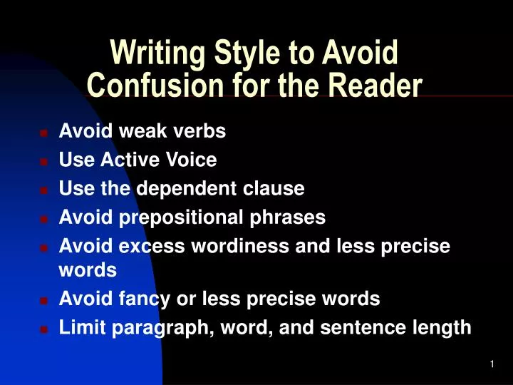 writing style to avoid confusion for the reader