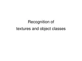 Recognition of textures and object classes