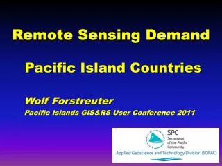 Remote Sensing Demand Pacific Island Countries