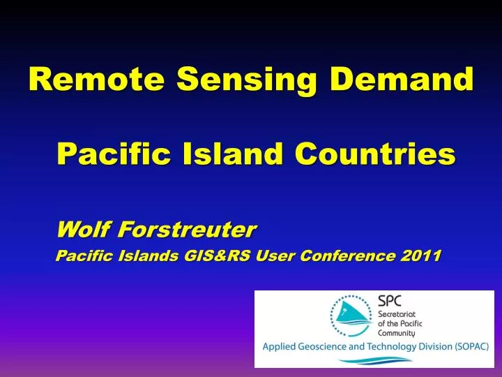 remote sensing demand pacific island countries