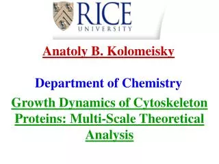 Anatoly B. Kolomeisky Department of Chemistry