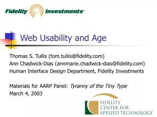 Web Usability and Age