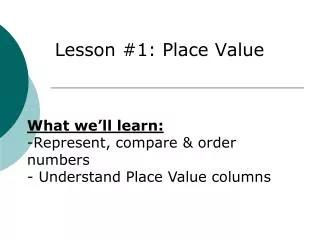 Lesson #1: Place Value