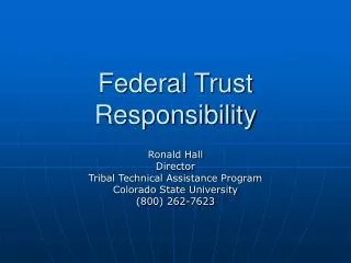 Federal Trust Responsibility