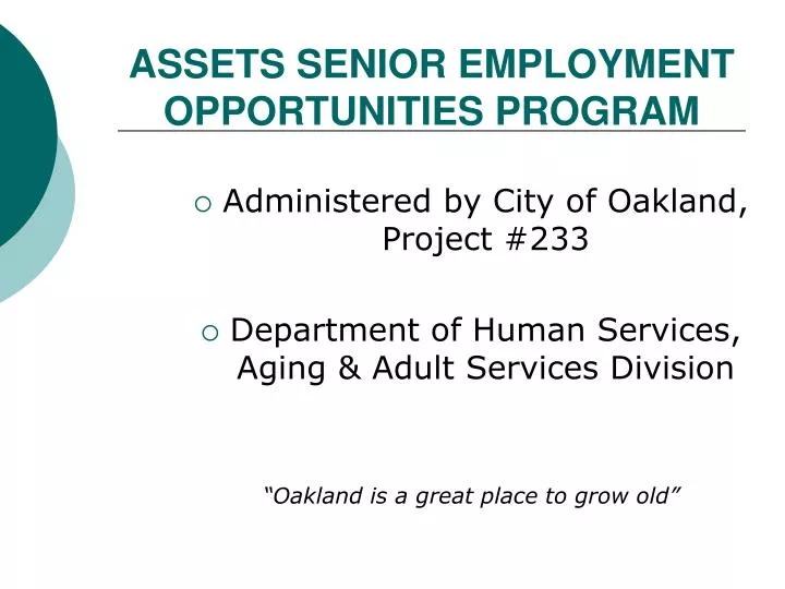 assets senior employment opportunities program