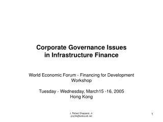 Corporate Governance Issues in Infrastructure Finance