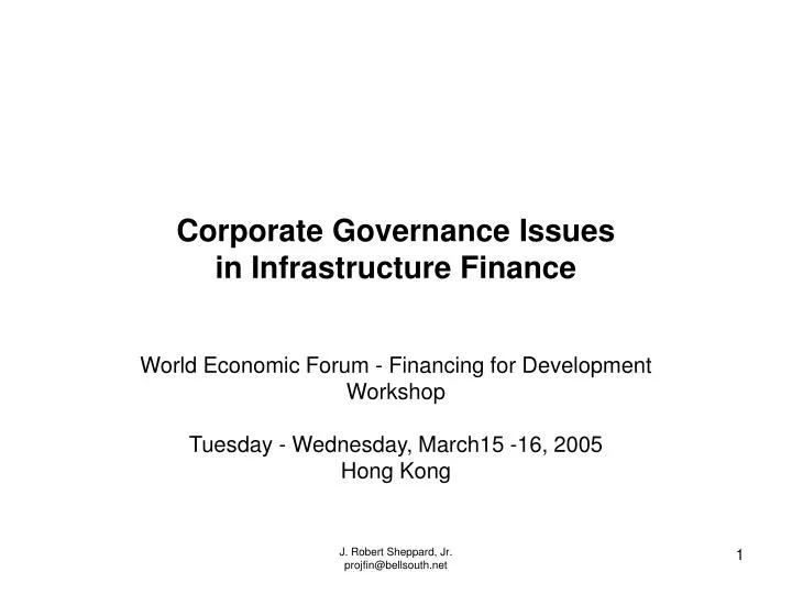 corporate governance issues in infrastructure finance