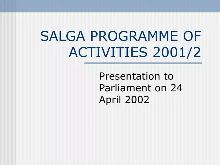 salga programme of activities 2001 2