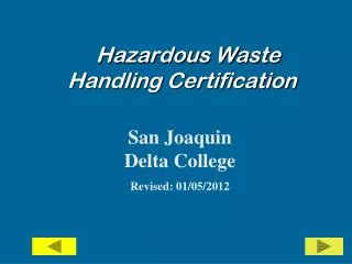 Hazardous Waste Handling Certification