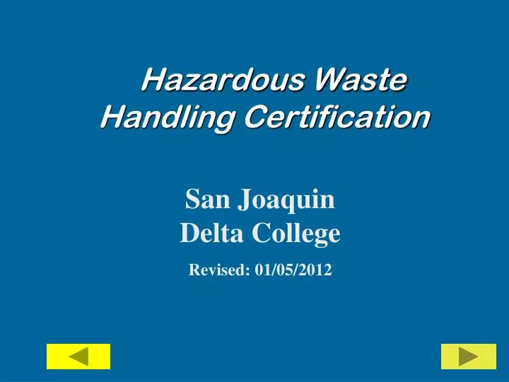 hazardous waste handling certification