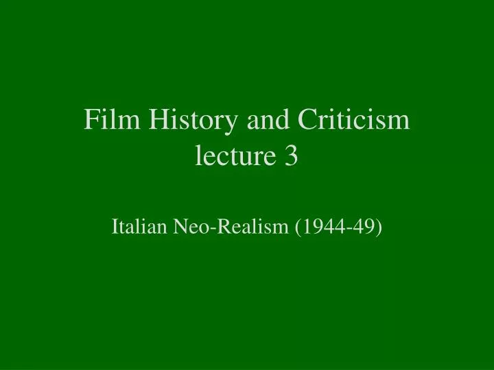 film history and criticism lecture 3