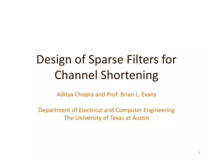 design of sparse filters for channel shortening
