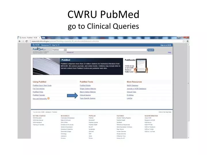 cwru pubmed go to clinical queries