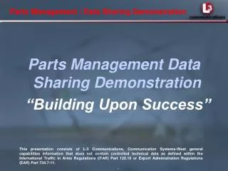 Parts Management / Data Sharing Demonstration