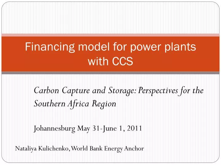 financing model for power plants with ccs