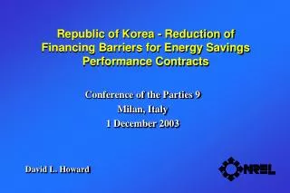 Republic of Korea - Reduction of Financing Barriers for Energy Savings Performance Contracts