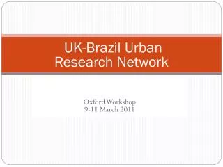 UK-Brazil Urban Research Network