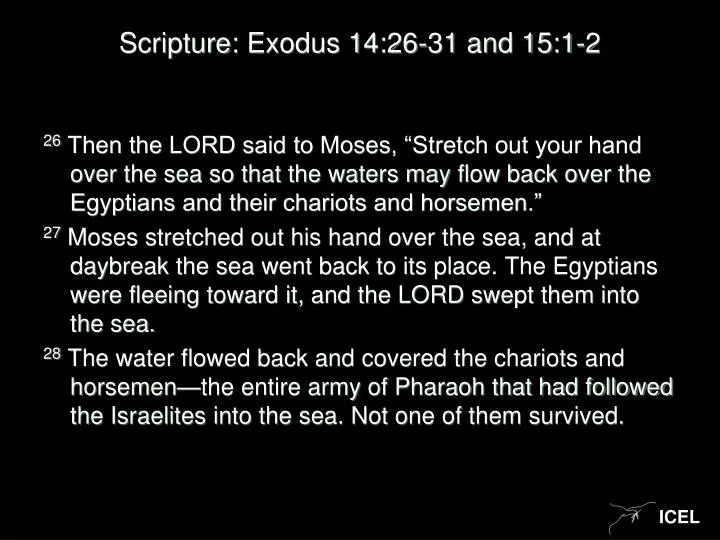 scripture exodus 14 26 31 and 15 1 2