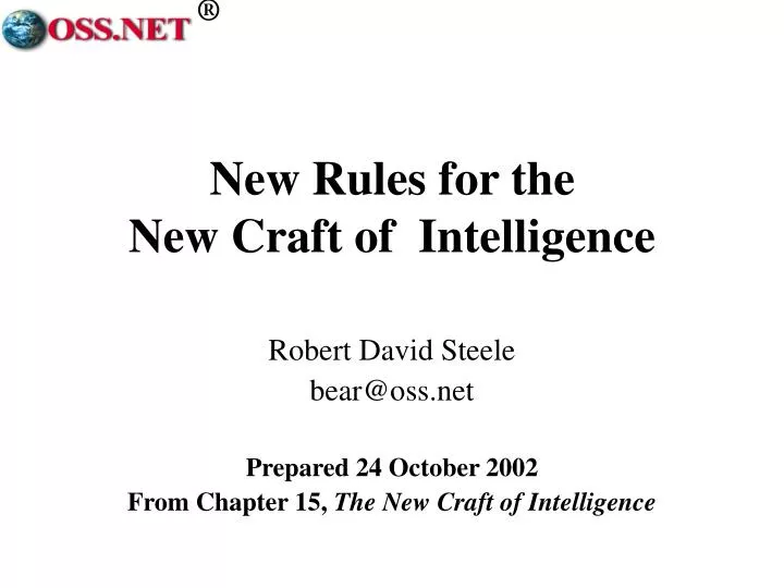 new rules for the new craft of intelligence