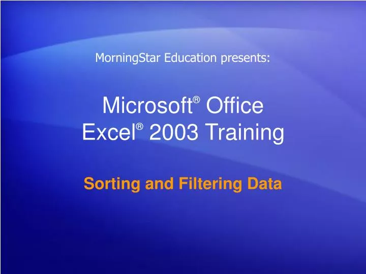 microsoft office excel 2003 training