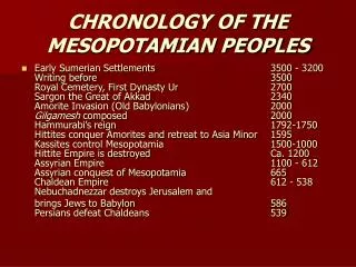 CHRONOLOGY OF THE MESOPOTAMIAN PEOPLES
