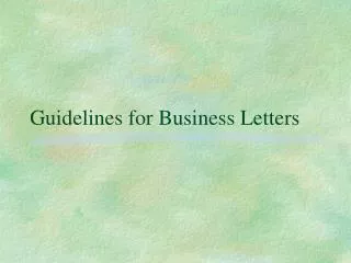 Guidelines for Business Letters