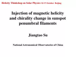 Injection of m a gnetic helicity and chirality c hange in sunspot penumbral filaments